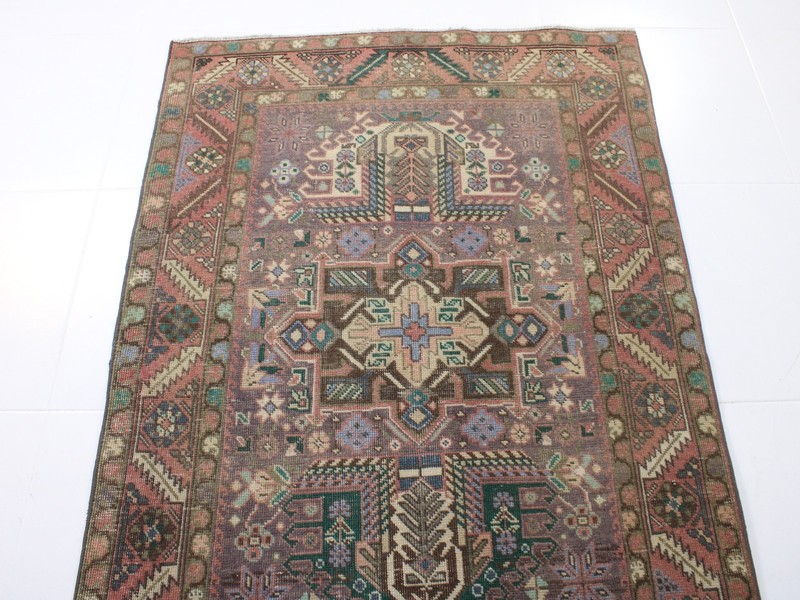 3x13 Purple Runner Rug, Hallway Turkish Runner, Vintage Wool Runner, 3.2x12.5 Ft gallery