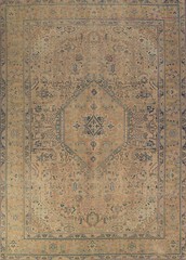 Traditional Vintage Muted Handmade Wool Geometric Tebriz Area Rug 8×11