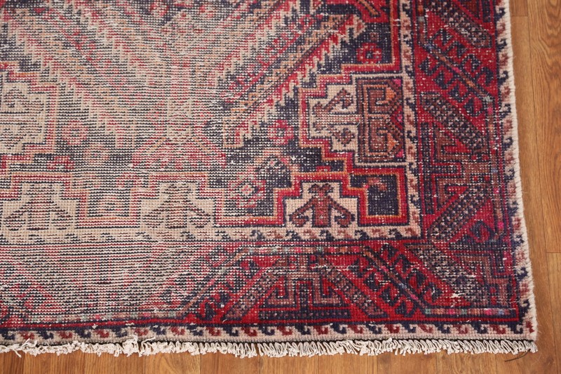 Navy Blue & Red Balouch 10 ft Runner Rug Vintage Hand-made Hallway Carpet 3x10 gallery