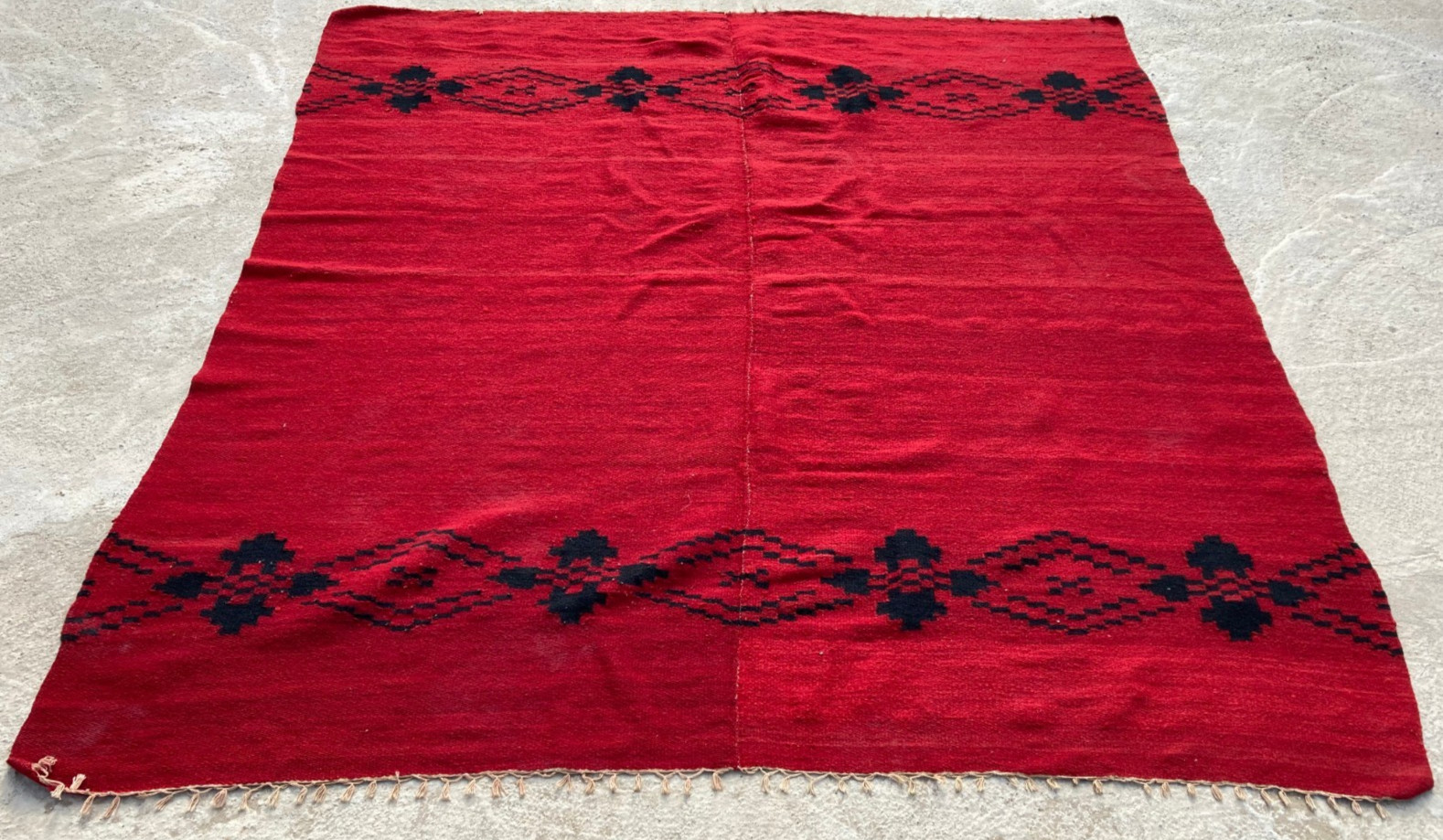 Vintage Traditional Handmade Greece Geometric Wool Kilim Floor Rug 189x177 cm gallery