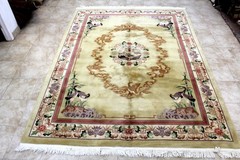 9X12 VINTAGE HAND KNOTTED VEGETABLE DYE PLUSH WOOL RARE MING CRANES CHINESE RUG