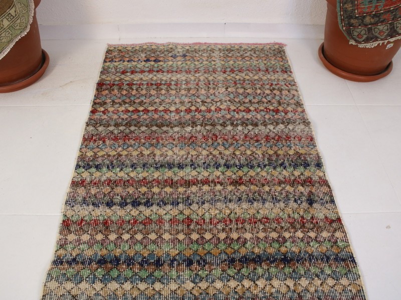 2'4" x 6'1" Rainbow Turkish Area Rug – 2x6 Ft Handwoven Wool Vintage Anatolian gallery