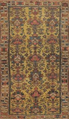 Pre-1900 Gold Kazak Vegetable Dye Antique Rug Wool Hand-knotted Gold Carpet 4×6