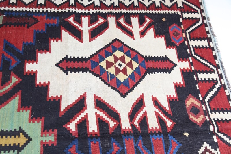 Antique Colorful Handwoven Caucasian Kuba Shirvan Kilim Rug - 6' 1'' X 10' 7'' gallery