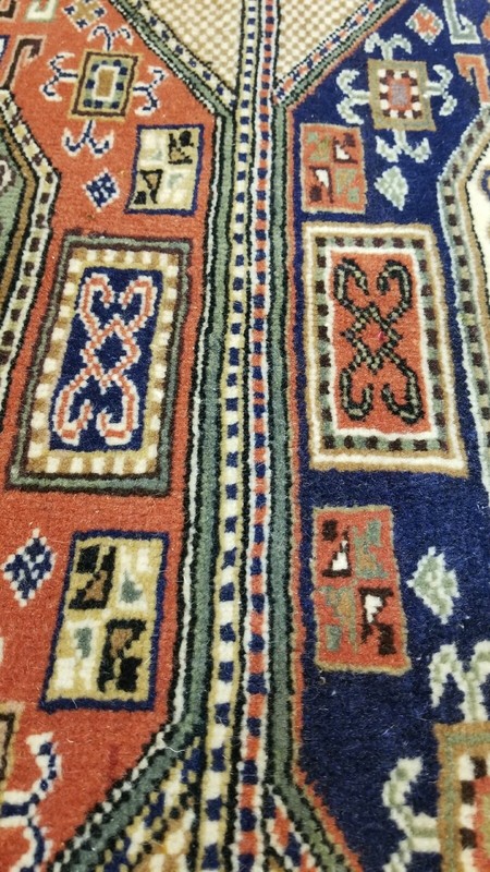 Beautiful 1930-1939s Antique Wool Pile Natural Dyes Bunyan Rug 2'1''x2'3'' gallery