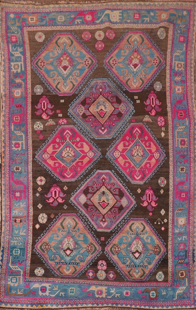 Over-Dyed Traditional Area Rug 5x9 Hand-knotted Wool Geometric Pattern Carpet