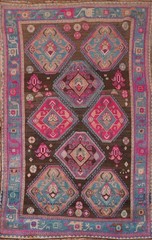 Over-Dyed Traditional Area Rug 5×9 Hand-knotted Wool Geometric Pattern Carpet
