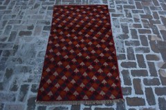 AFGHAN HANDMADE VINTAGE TAIMANI BALOCHI RUG ,SIZE : 185X104 CM