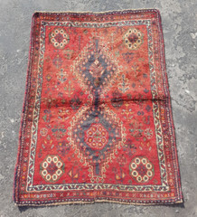 Vintage Hand Made Traditional Rug Oriental Wool Multicolor Carpet 106×80 cm