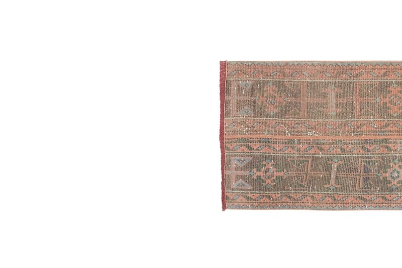 Mid-Century Tan Modern Anatolia Faded Colors Low Pile Rug, Narrow Kitchen Carpet gallery