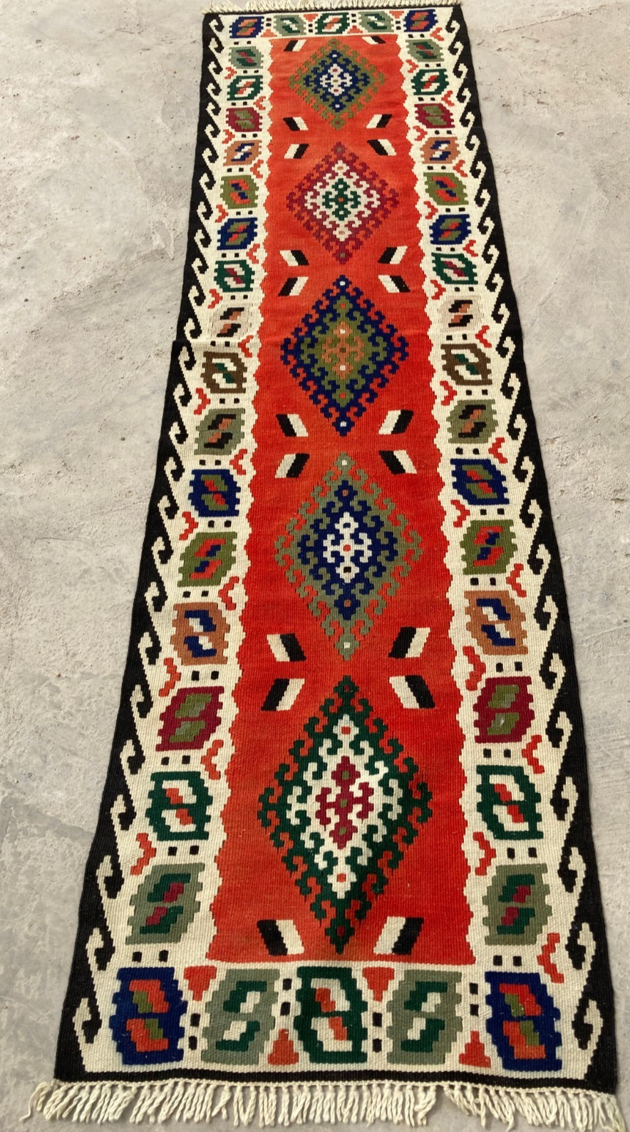 Vintage Traditional Handmade Beautiful Turkish Kilim Floor Rug Carpet 196x52 cm gallery