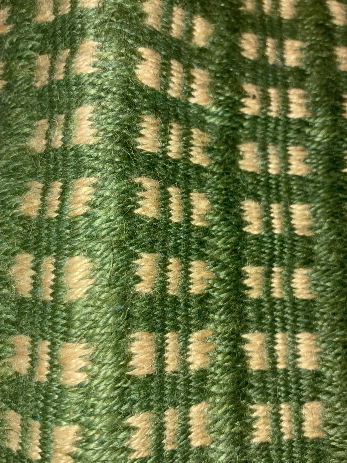 Vintage Hand Woven Green Wool Rug 2x3 gallery