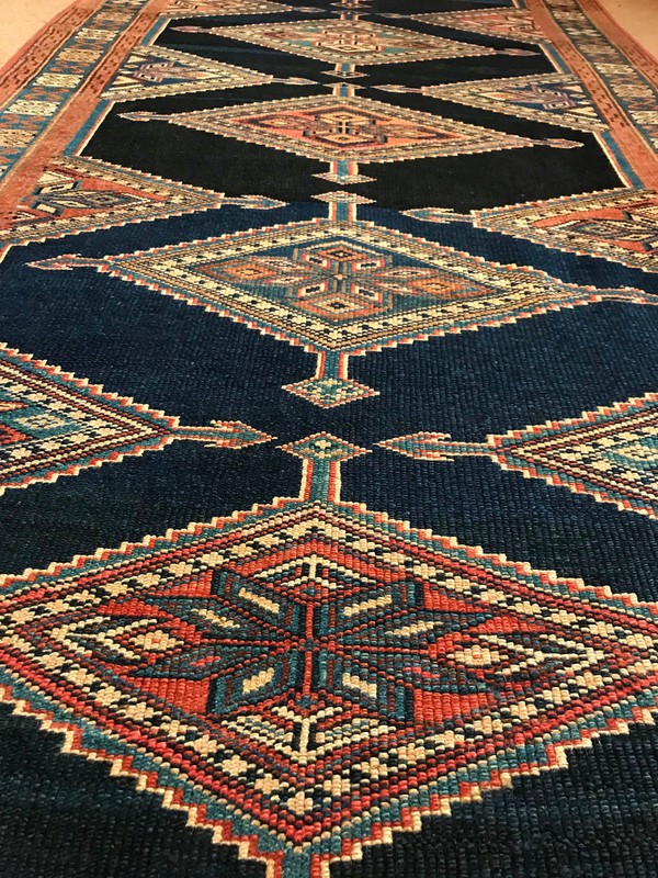 Unique Antique Tribal kurd Veramin Runner Collectors Runner 4x11ft circa 1880 gallery