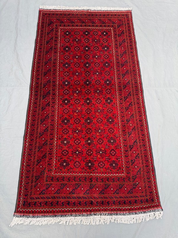 3'3 x 6'3 Vintage Afghan Hand-Knotted Turkoman Rare Rug Red Wool Tribal Area Rug gallery