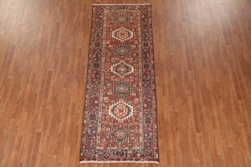 Vegetable Dye Geometric 9 ft Runner Rug Wool Hand-knotted Tribal Carpet 4x9 gallery