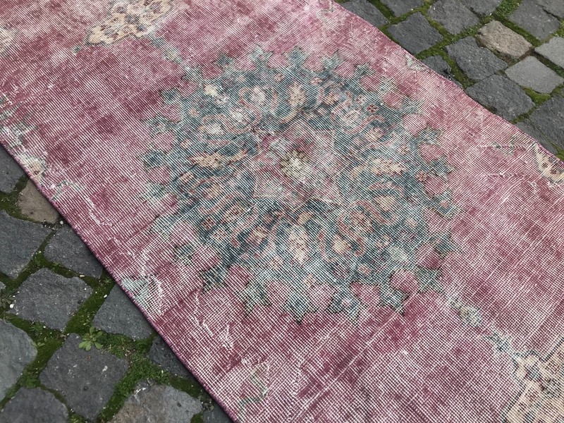 Turkish Vintage Rug Handmade Wool Rug Bohemian Runner Rug 2,4 x 7,1 ft gallery