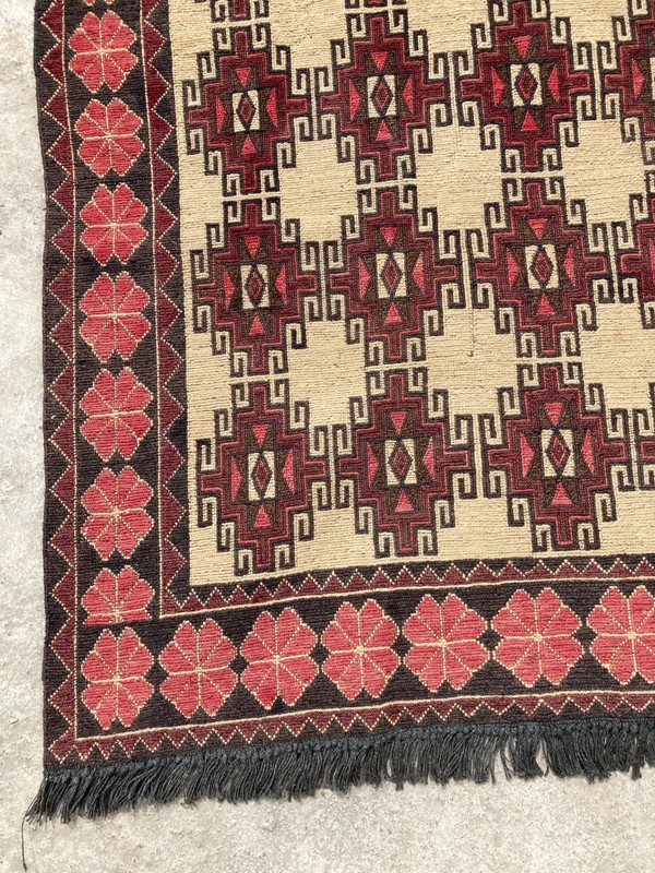 Vintage Traditional Handmade Geometric Bukhara Kilim Floor Runner Rug 318x93 cm gallery