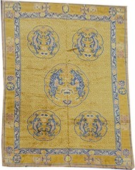 Antique 9′ x 12′ Gold Ningxia style Chinese Dragon Pattern Rug
