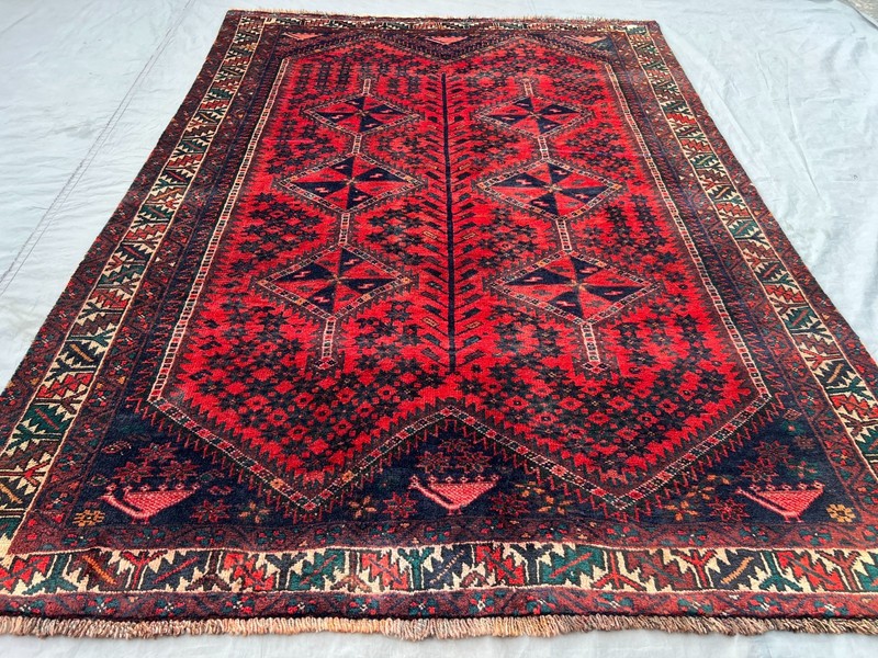 5'9x7'10 Ft Vintage Caucasian Geometric Medallion Hand Knotted Wool Rug gallery