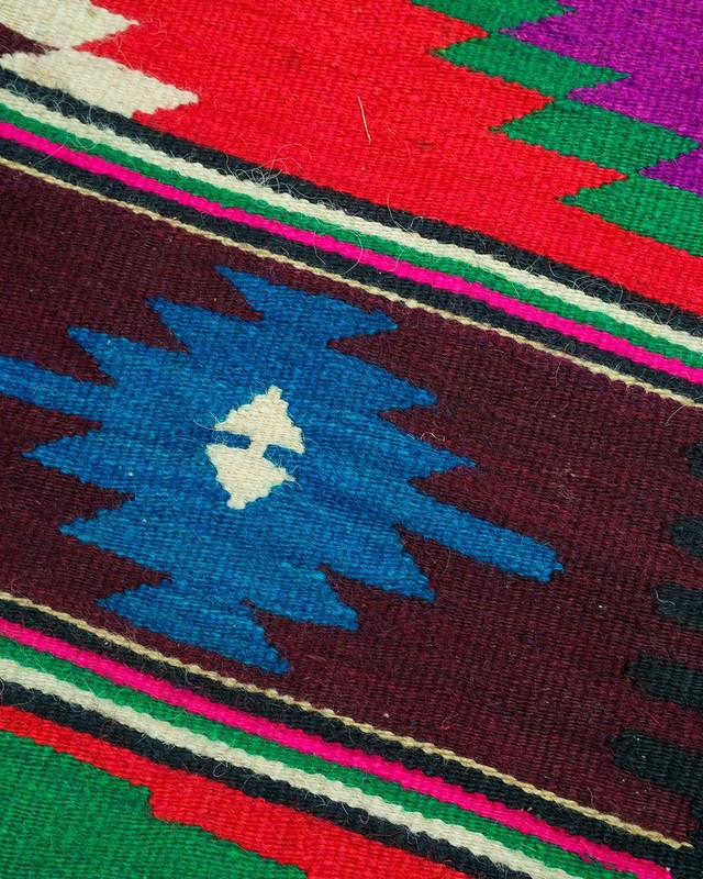Romanian Oltenian Kilim Runner Rug Handwoven 100% Wool Geometric Multicolor 1980 gallery
