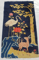 Vintage Tibetan Chinese Handmade Pictorial Multicolor Wool Rug Carpet 117×68 cm