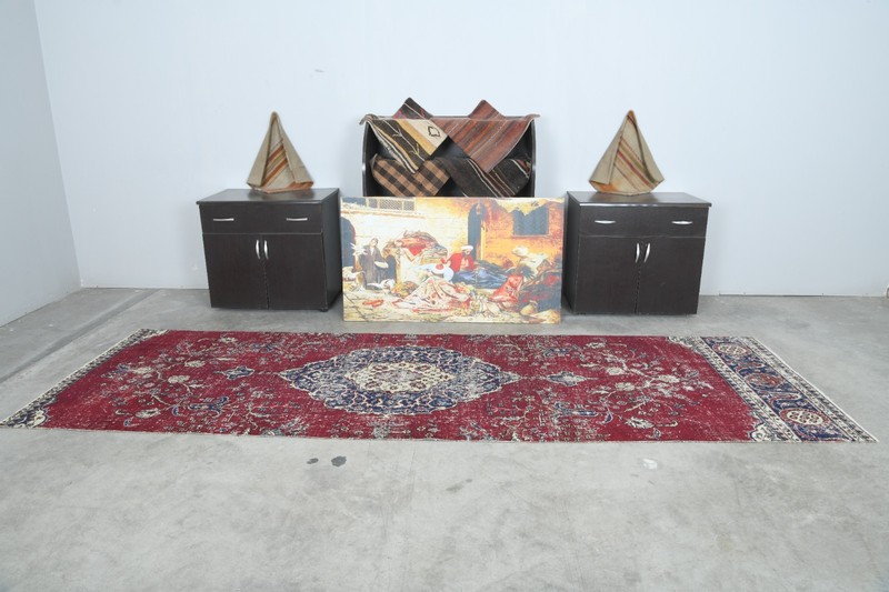 4x12 runner rug, handmade vintage turkish rug runner, long oushak rug,688 gallery