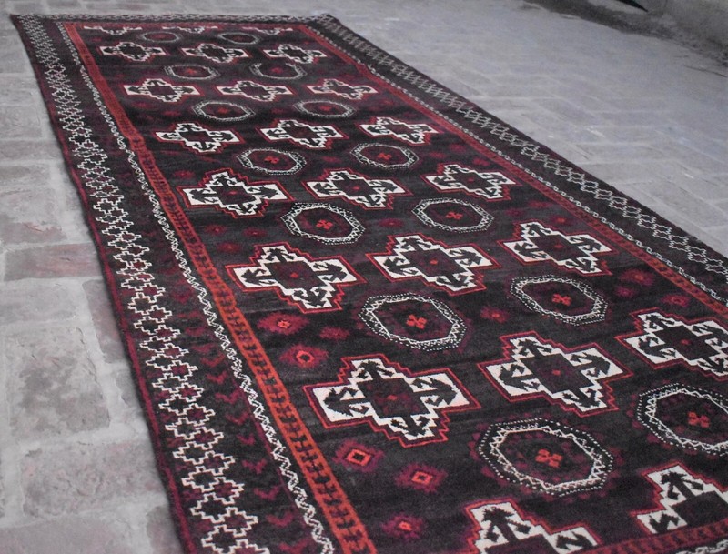 4'2 x 9'8 Hand Knotted Vintage Afghan Tribal 1970s Baluchi Persian Wool Area Rug gallery