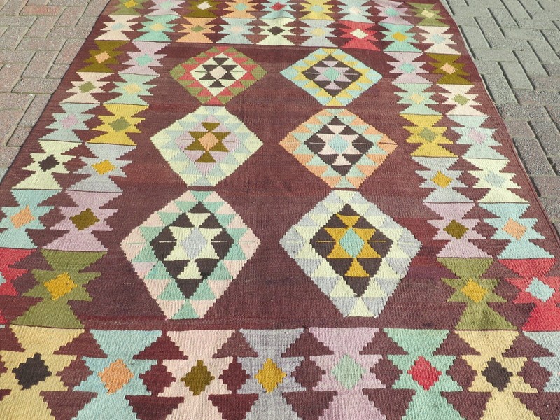 Antique Turkish Wool Rug, Afion Kilim, Area Rugs Kelim 68"X95" Floor Rug, Carpet gallery