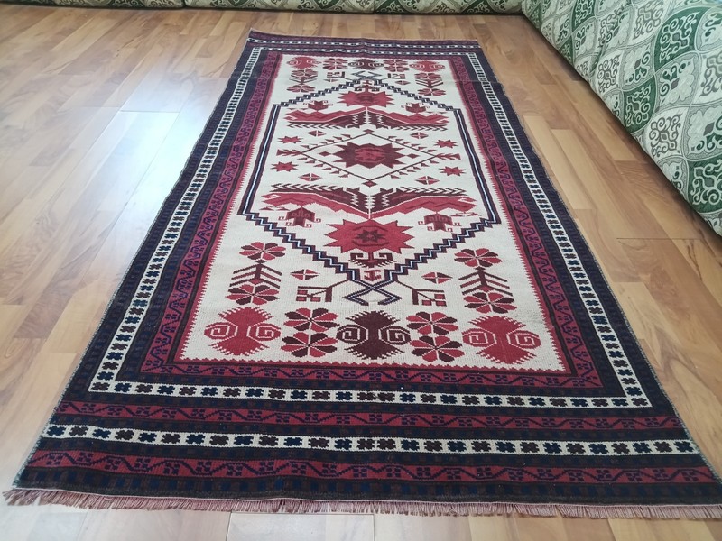 White Blue Runner Rug Antique Decor Rug Handmade Room Decor Rug Free Ship Rug X gallery
