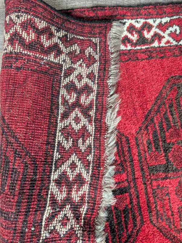 Art Deco Afghan Turkoman Rug Floor Mat Carpet Hand Knotted Tied 38" long 27 wide gallery
