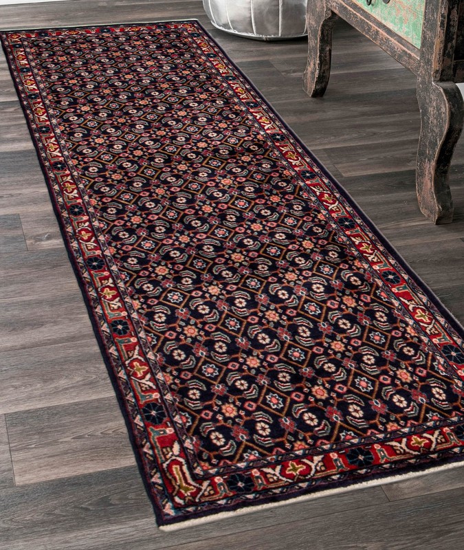 Vintage Hand-knotted Runner Rug 3'4" x 9'5" Traditional Oriental Wool Carpet gallery