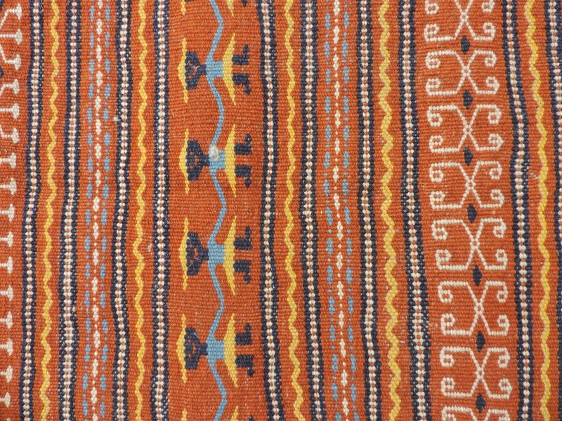 2x7ft. Interesting Kurdish Sumak Flatweave Orange Wool Runner gallery