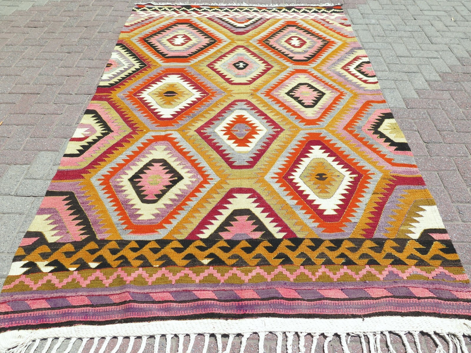Vintage Turkish Antalya Kilim, Large Rug, Kelim, Area Rug Carpet Teppich 67X107" gallery
