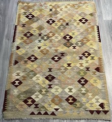 Vintage Kilim Traditional Hand Made Oriental Wool Kilim 5ftx3.2ft 142cmx100cm