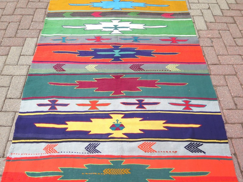 Vintage Turkish Kilim Wool, Area Rugs, Handmade Afion Rug, Large Carpet 54"x101" gallery