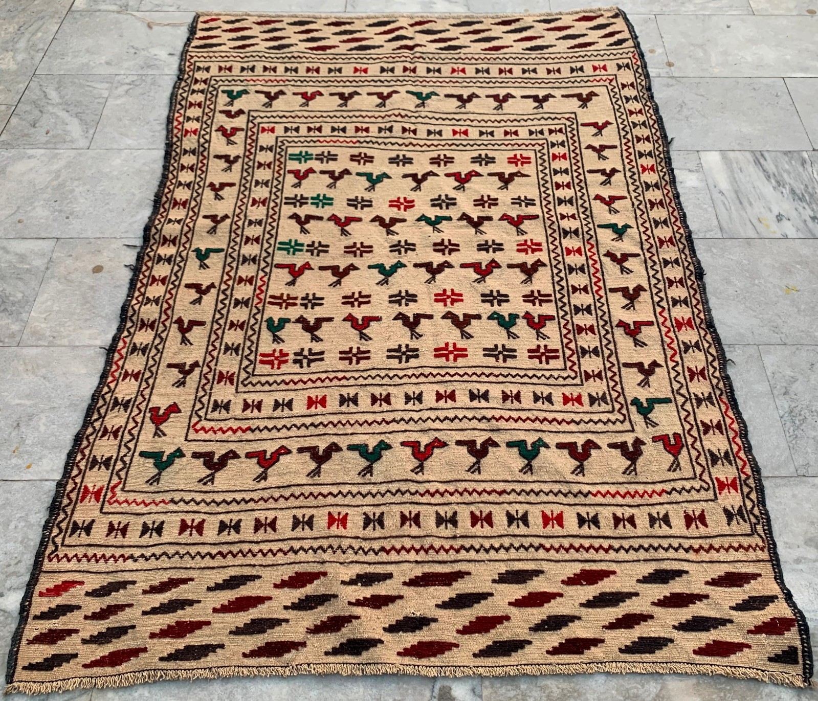 Vintage Afghan Hand-Woven: Mashwani Wool Area Rug, Traditional Carpet (4x6 ft.) gallery