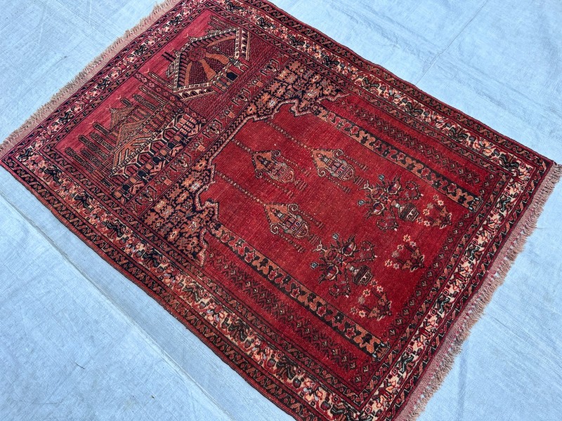 Stunning Vintage Tribal Natural Vegetable Dye Kizil Ayak Turkman Prayer Rug gallery
