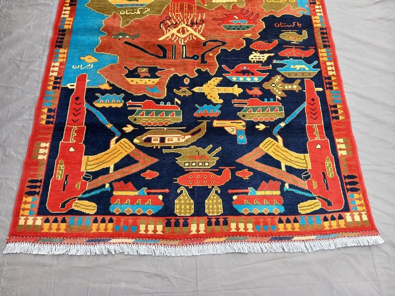 200 X 150 CCM Stunning Soviet Tank Top, Helicopter AK 47 Gun Russian War Carpet gallery