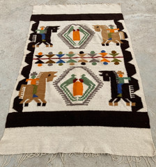 Vintage Handmade Traditional Native American Pictorial Floor Rug 204×118 cm