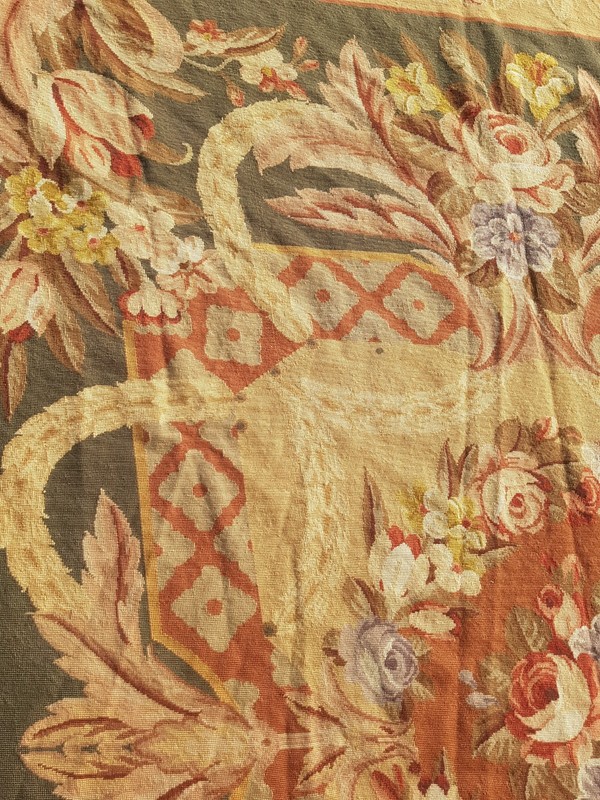 Vintage French Floral Needlepoint Handmade Multicolor Rug Wool Carpet 292x235 cm gallery
