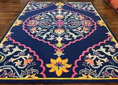 Safavieh Rug 8×10 Belagio Collection Navy Blue Pink Yellow Power-Loomed Wool Rug