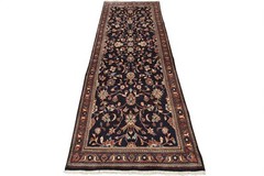 Vintage Oriental Runner 3’7” x 9’11” Blue Wool Hand-Knotted Oriental Rug