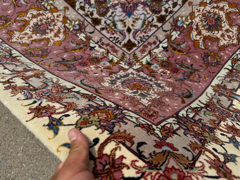 FINE ORIENTAL RUG WOOL SILK 8x12 VINTAGE HANDMADE HAND-KNOTTED COLORFUL 9x12 ft gallery