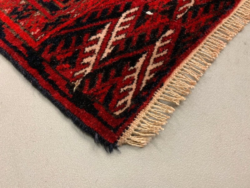 Vintage Afghan Turkoman village Rug 360x240 cm, Red, Black Tribal Large gallery