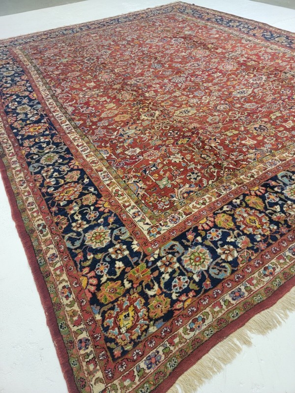 Antique Oriental Hand-Knotted Wool Area Rug Red/Navy Blue/Green/Blue 11'10" x 15 gallery