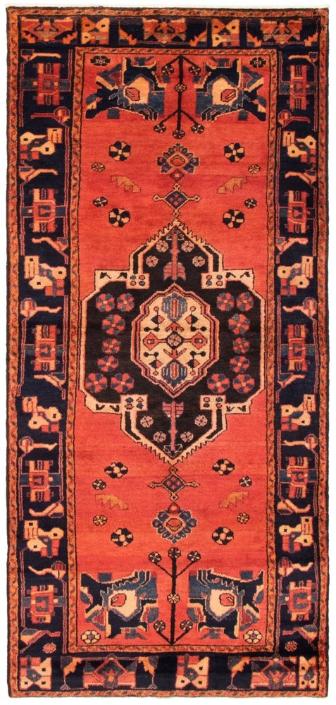 Vintage Hand-Knotted Area Rug 4'3" x 9'10" Traditional Oriental Wool Carpet