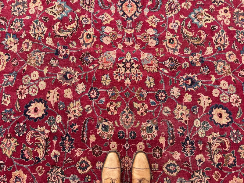9x12 SIGNED ANTIQUE RUG red blue vintage oriental navy fine hand-knotted 10x13 gallery