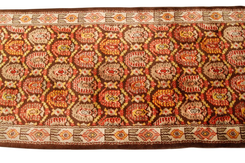 3x12 Antique Axminster Runner England Rare Brown Rug 92cm x 351cm C.1900 gallery