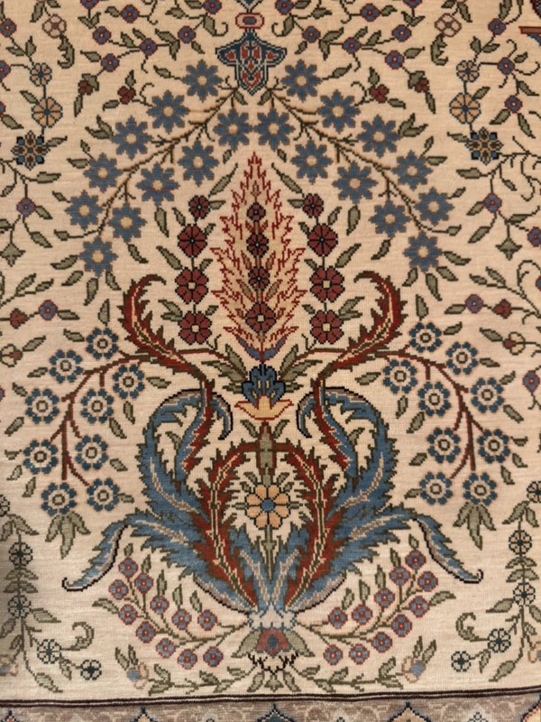 A Touch of Timeless Beauty with a Turkish Hereke 100% Silk on Silk Rug 485 KPSI gallery