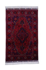 Hand-Knotted Floral Afghani Wool Rug | Red & Blue 3’3″ x 5’1″